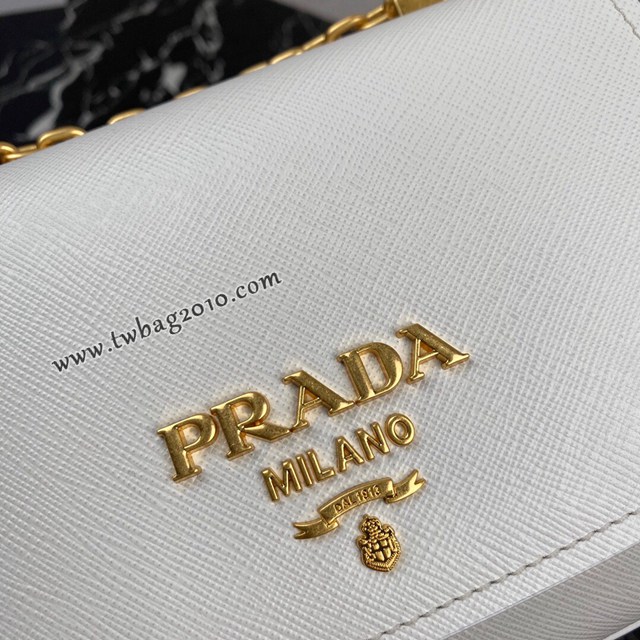 Prada專櫃新款Saffiano皮革女包 1BD275 普拉達全銅古金鏈條斜挎單肩女包 csp1449